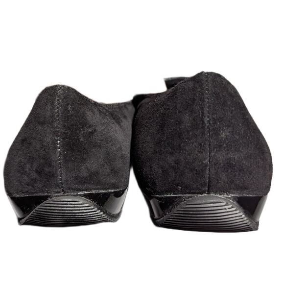 Vtg 1990s Newport News Black Suede Square Toe Elastic Strap Mary Jane Flats 10 W - Picture 3 of 7